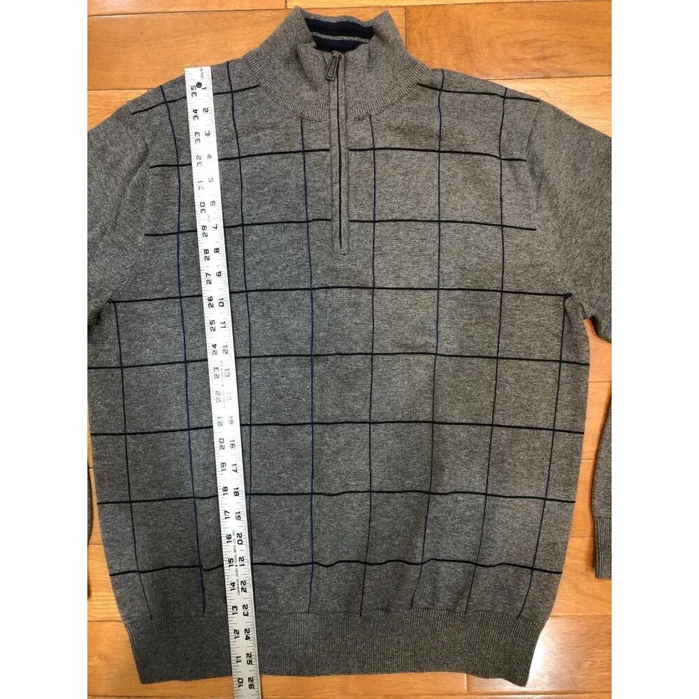 NWT Alan Flusser 100% Cotton 1/4 Zip Mock Neck Long Sleeve Knit Pullover Size M